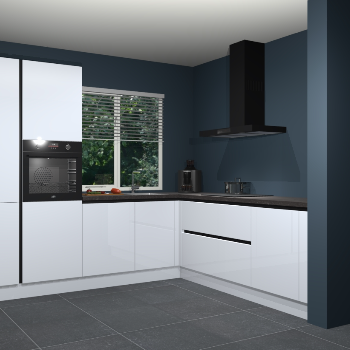 Sneeuwwitte hoogglans greeploze keuken India 42351