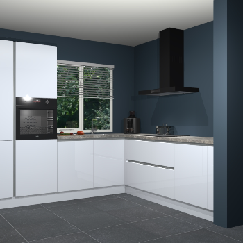 Sneeuwwitte hoogglans greeploze keuken India 42354