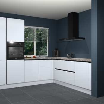 Sneeuwwitte hoogglans greeploze keuken India 42357