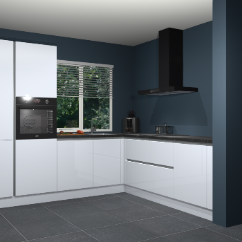 Sneeuwwitte hoogglans greeploze keuken India 42366