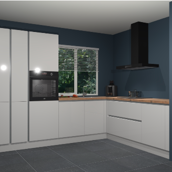 Zijdegrijze hoogglans greeploze keuken India 42374