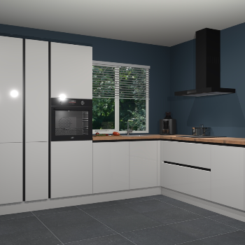 Zijdegrijze hoogglans greeploze keuken India 42377