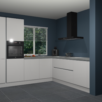 Zijdegrijze hoogglans greeploze keuken India 42382