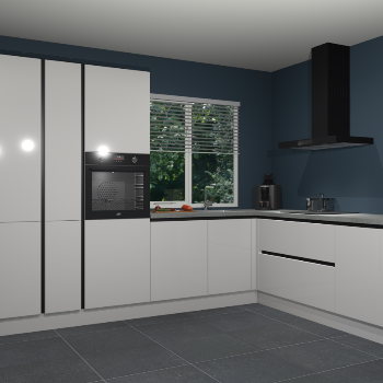 Zijdegrijze hoogglans greeploze keuken India 42385