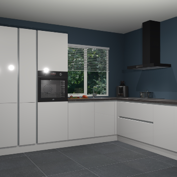 Zijdegrijze hoogglans greeploze keuken India 42388