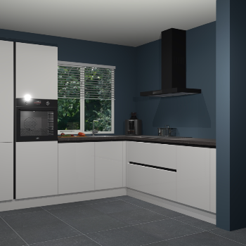 Zijdegrijze hoogglans greeploze keuken India 42391