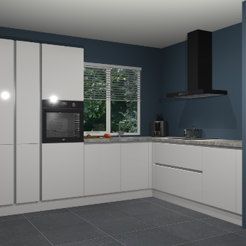 Zijdegrijze hoogglans greeploze keuken India 42394