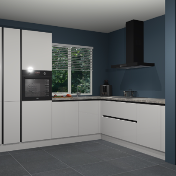 Zijdegrijze hoogglans greeploze keuken India 42397