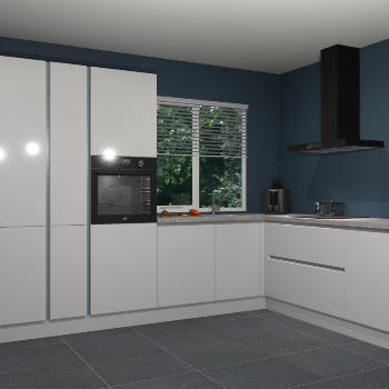 Zijdegrijze hoogglans greeploze keuken India 42401