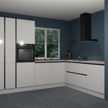 Zijdegrijze hoogglans greeploze keuken India 42404