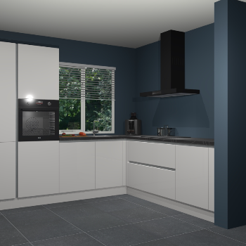 Zijdegrijze hoogglans greeploze keuken India 42407