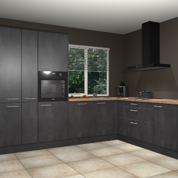 Beton zwarte keuken India 51907