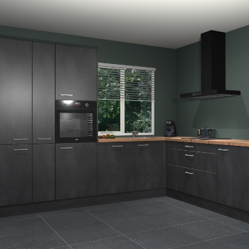 Beton zwarte keuken India 51909