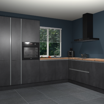 Beton zwarte greeploze keuken India 51910