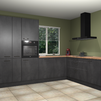 Beton zwarte keuken India 51912