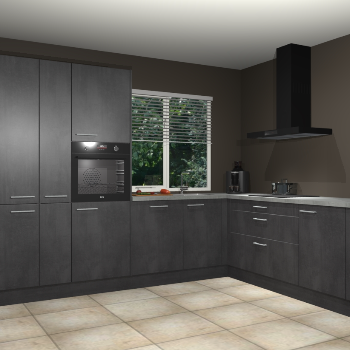 Beton zwarte keuken India 51971