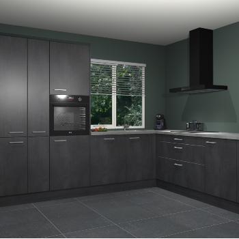 Beton zwarte keuken India 51972