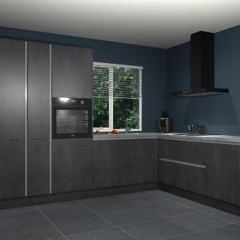 Beton zwarte greeploze keuken India 51973