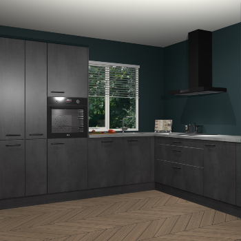 Beton zwarte keuken India 51974