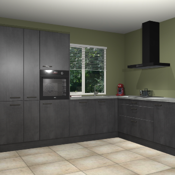 Beton zwarte keuken India 51975