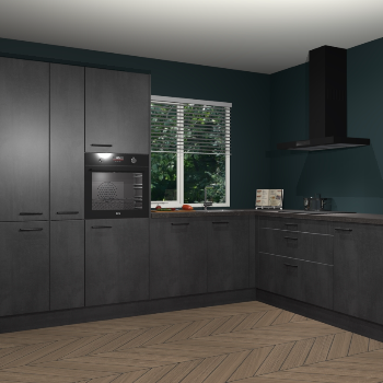 Beton zwarte keuken India 51980