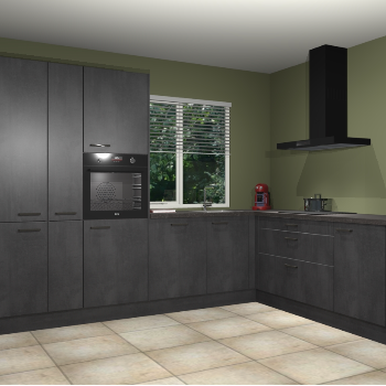 Beton zwarte keuken India 51981