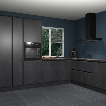 Beton zwarte greeploze keuken India 51982