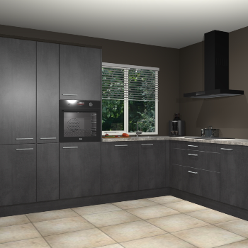 Beton zwarte keuken India 51983