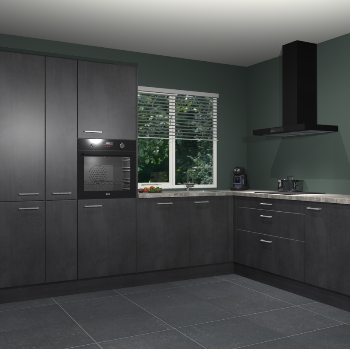 Beton zwarte keuken India 51984