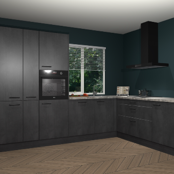 Beton zwarte keuken India 51986