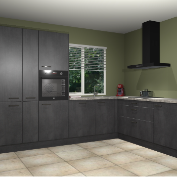 Beton zwarte keuken India 51987