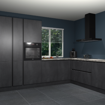 Beton zwarte greeploze keuken India 51988