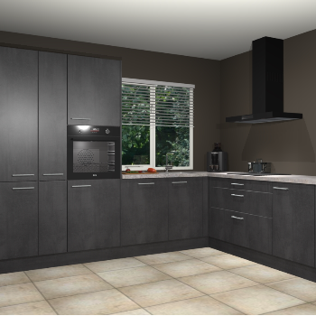 Beton zwarte keuken India 51989