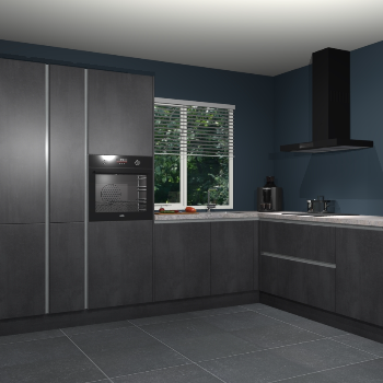 Beton zwarte greeploze keuken India 51991