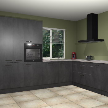 Beton zwarte keuken India 51993