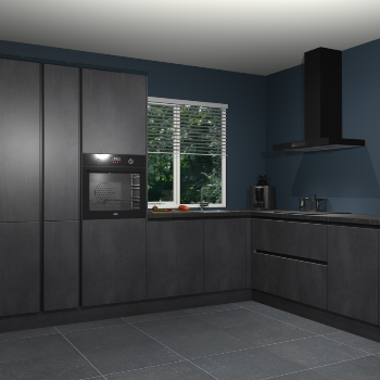 Beton zwarte greeploze keuken India 52000