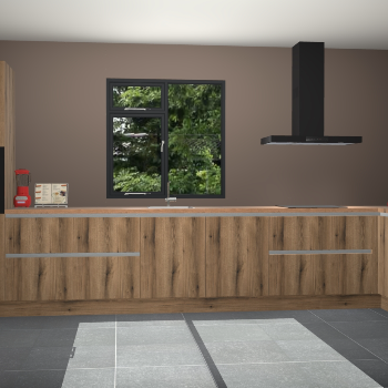 Goud eiken greeploze keuken Lille 53047