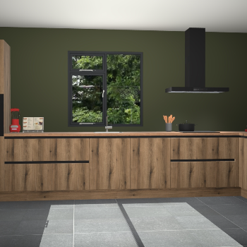 Goud eiken greeploze keuken Lille 53050