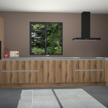 Goud eiken greeploze keuken Lille 53061