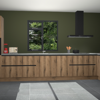 Goud eiken greeploze keuken Lille 53064