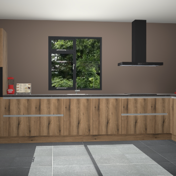 Goud eiken greeploze keuken Lille 53067