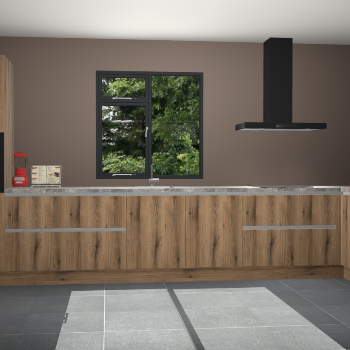 Goud eiken greeploze keuken Lille 53073