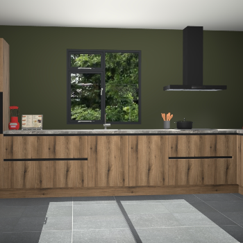 Goud eiken greeploze keuken Lille 53076