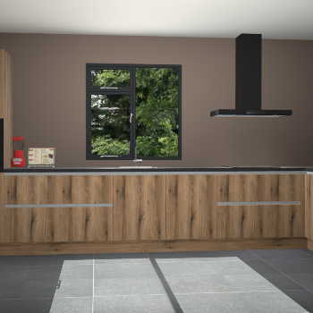 Goud eiken greeploze keuken Lille 53085