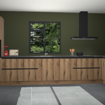 Goud eiken greeploze keuken Lille 53088