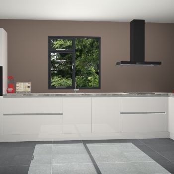 Zijdegrijze hoogglans greeploze keuken Lille 53347