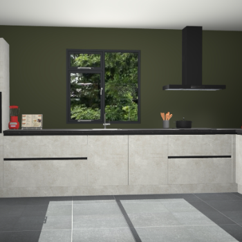Beton opaal greeploze keuken Lille 53939