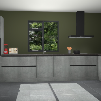 Beton parelgrijze greeploze keuken Lille 53991