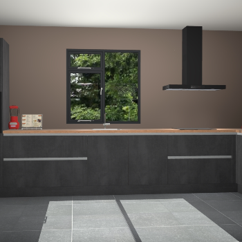 Beton zwarte greeploze keuken Lille 54136