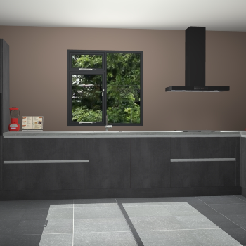 Beton zwarte greeploze keuken Lille 54165
